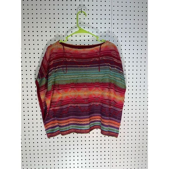 Lauren Ralph Lauren Multicolor Linen Blend Aztec Southwest cape - Picture 1 of 4